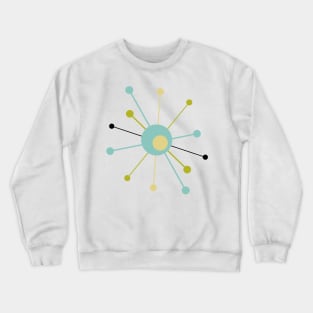 Atomic Era Turquoise Green and Yellow Starburst Crewneck Sweatshirt